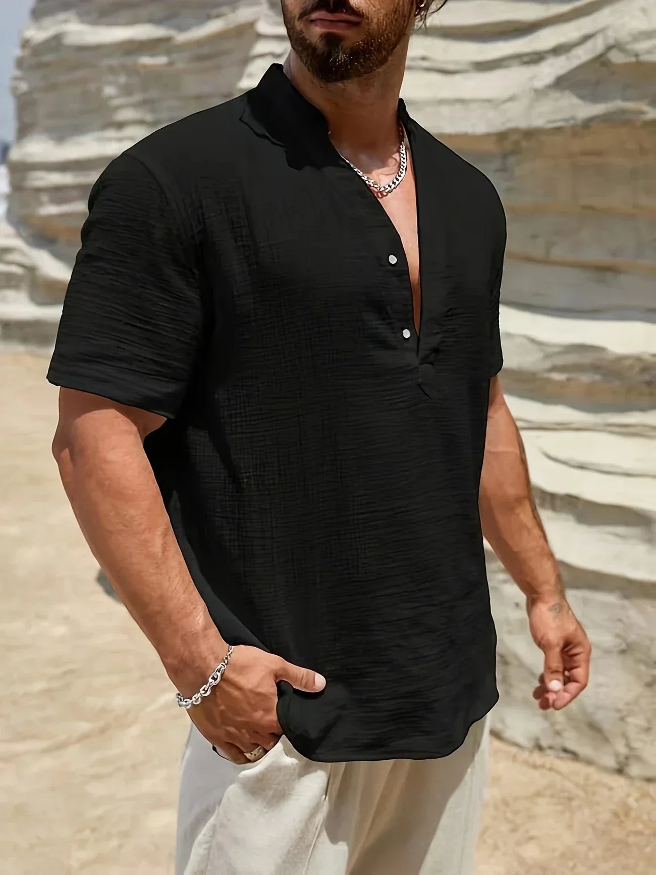 Savrani™ | Camisa de verão elegante com colarinho alto