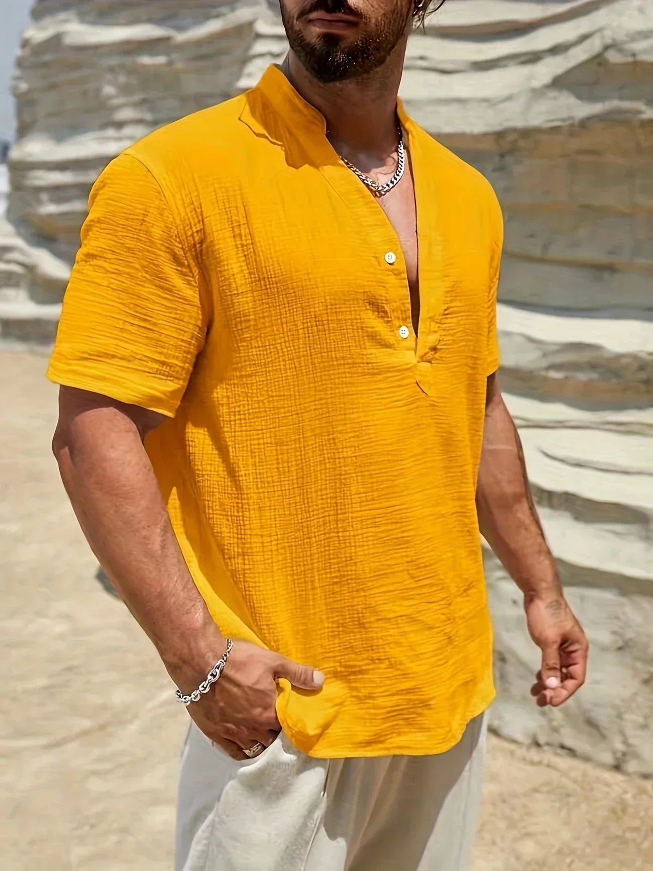 Savrani™ | Camisa de verão elegante com colarinho alto