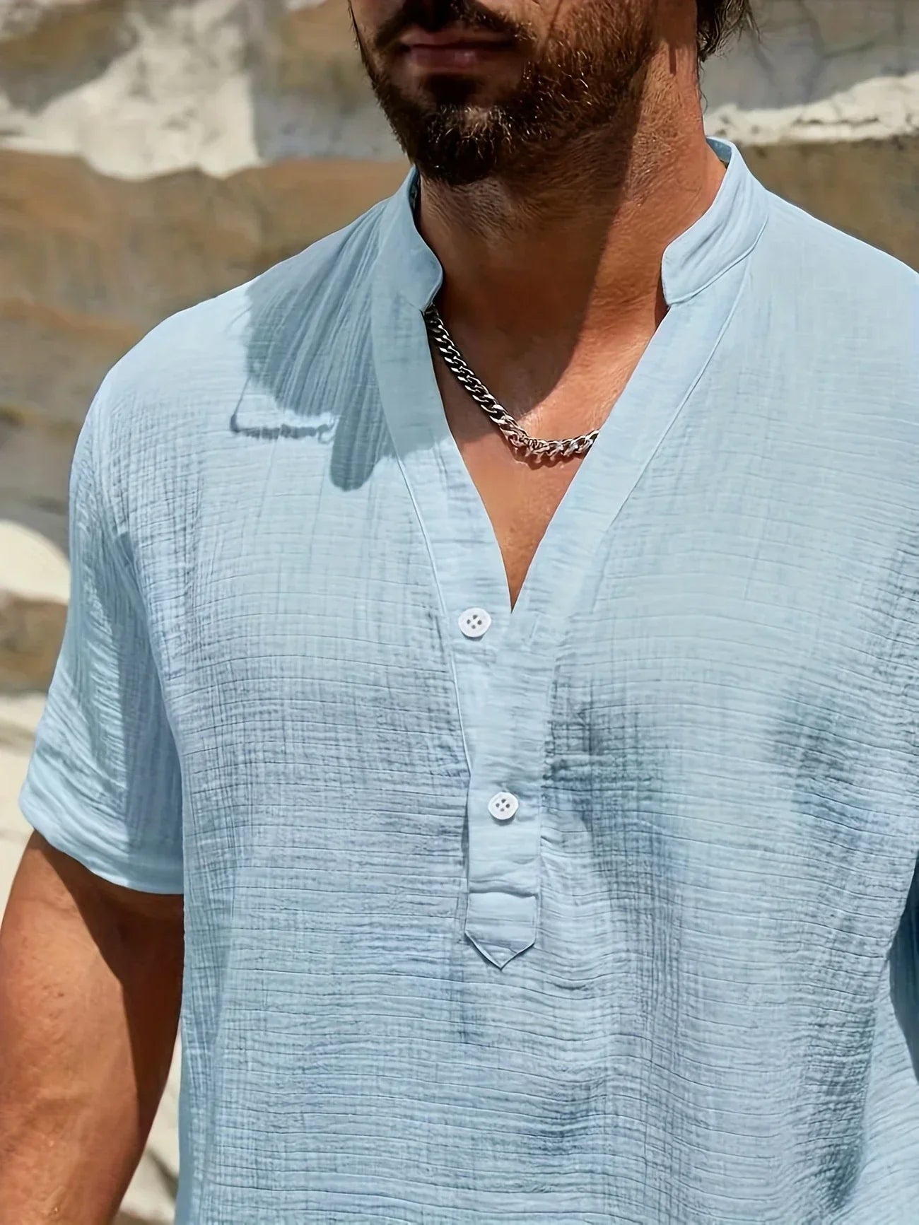 Savrani™ | Camisa de verão elegante com colarinho alto