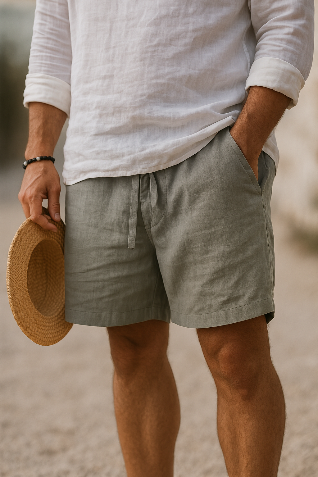 Savrani™ | Calções elegantes em linho com cintura elástica