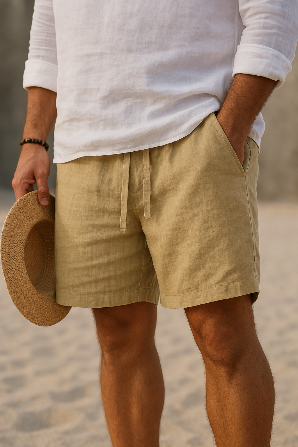 Savrani™ | Calções elegantes em linho com cintura elástica