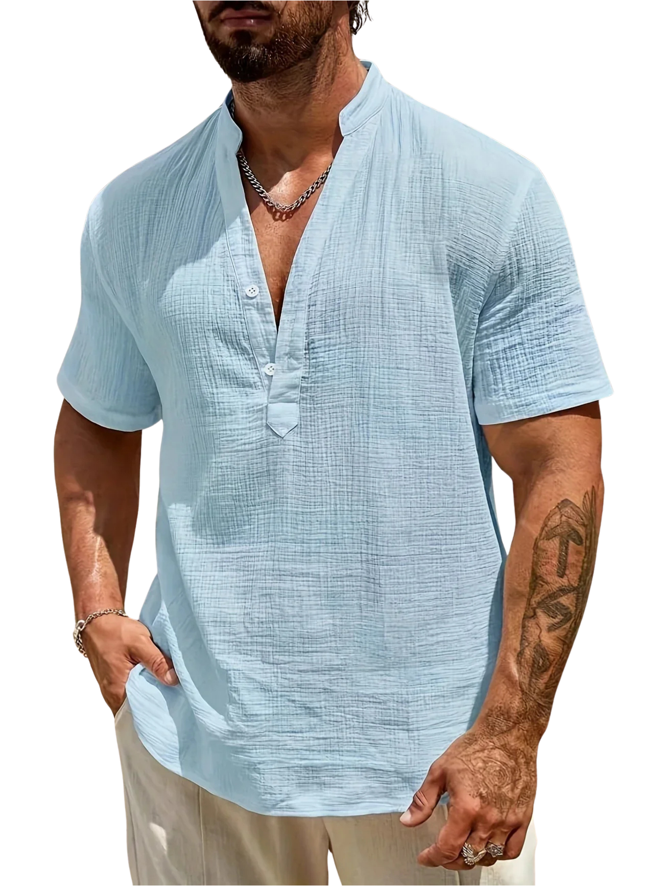 Savrani™ | Camisa de verão elegante com colarinho alto