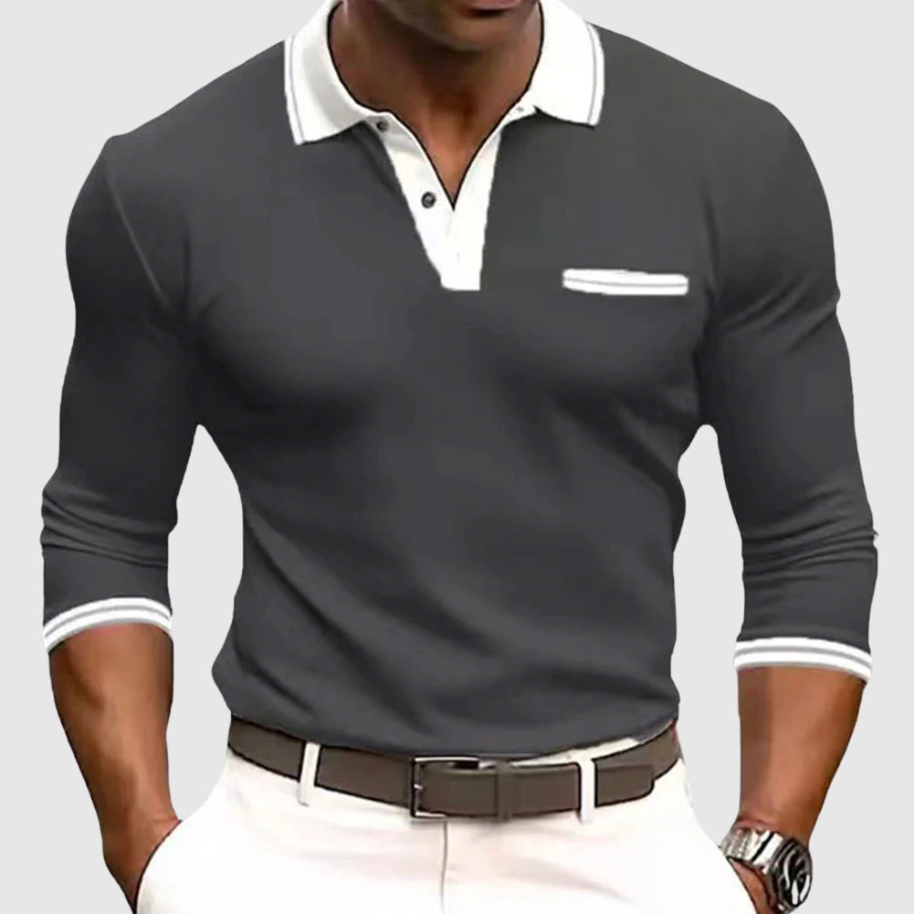 Savrani™ | Camisa com detalhes elegantes em contraste
