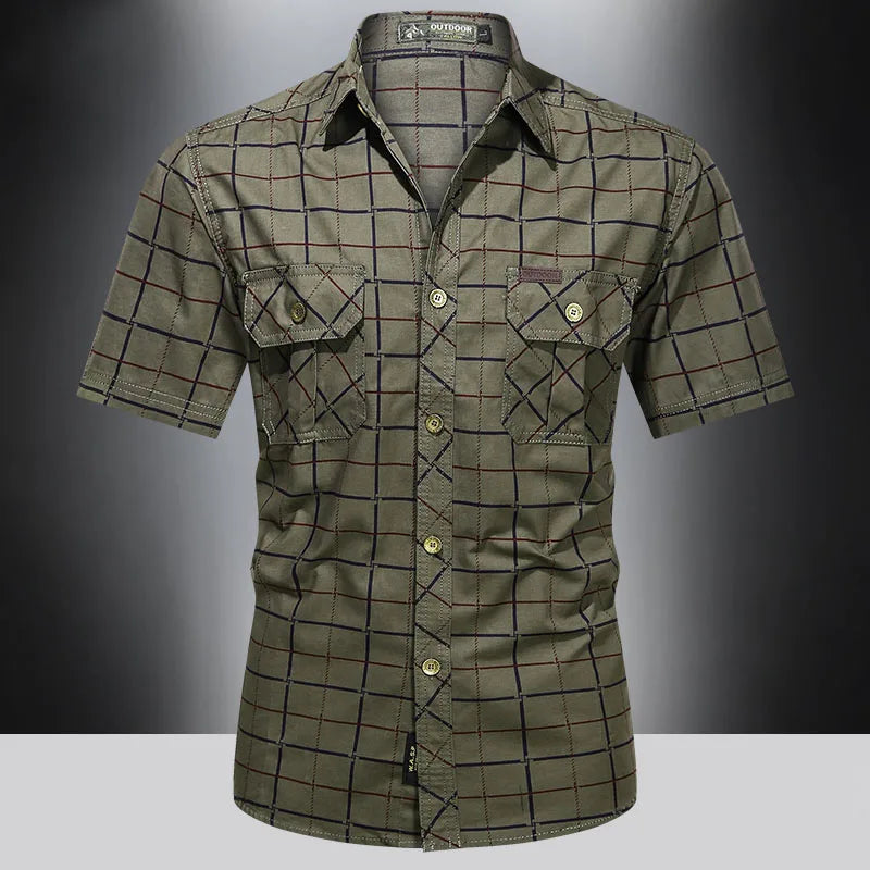 Savrani™ | Camisa elegante de manga curta xadrez