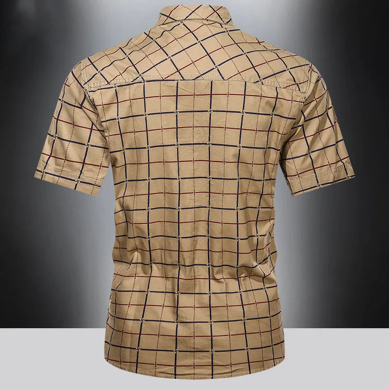 Savrani™ | Camisa elegante de manga curta xadrez