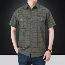 Savrani™ | Camisa elegante de manga curta xadrez