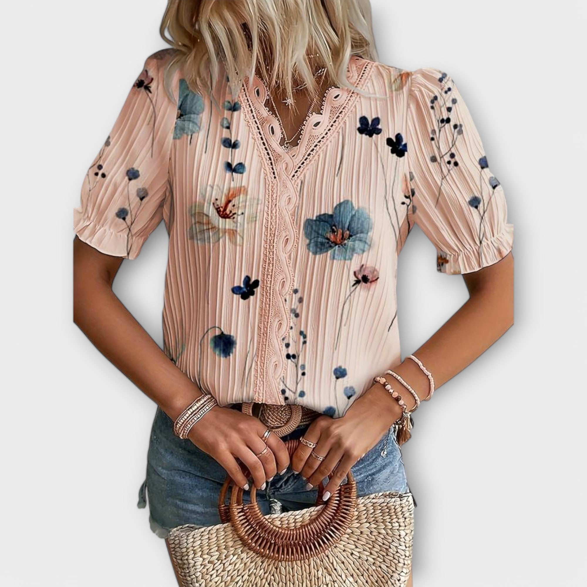 Bruna - Blusa elegante com um decote pontiagudo