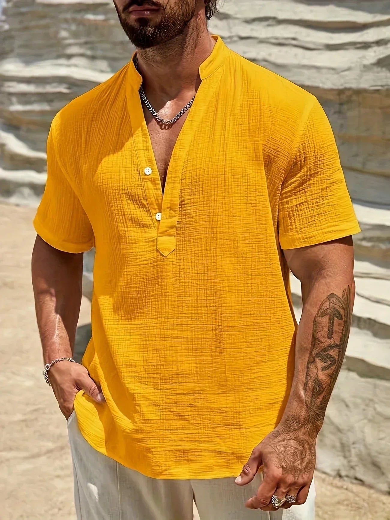 Savrani™ | Camisa de verão elegante com colarinho alto